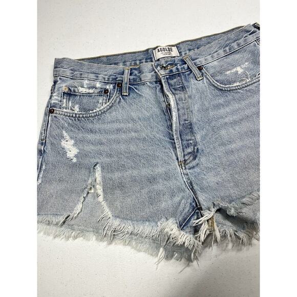 Agolde PARKER VINTAGE CUT OFF SHORT Distressed Light Wash Sz 29 - Picture 2 of 10